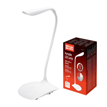 Настільна лампа ColorWay LED Portable & Flexible з вбудованим акумулятором 500mAh (CW-DL06FPB-W)