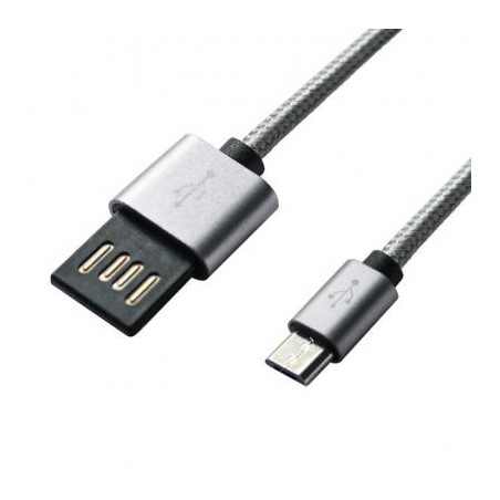 Дата кабель USB 2.0 AM to Micro 5P 1.0m Grey/Black Grand-X (FM02)