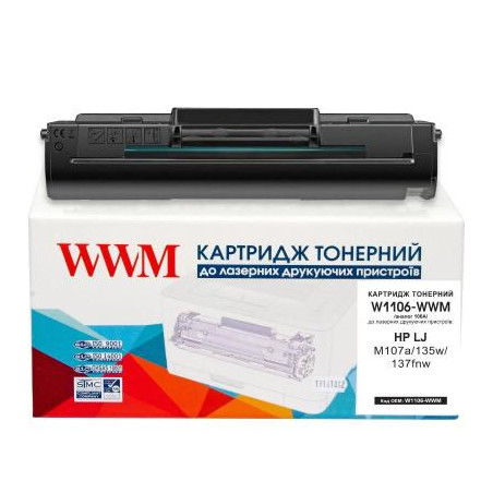 Картридж WWM для HP LJ M107a/135w/137fnw 106A Black (W1106-WWM)