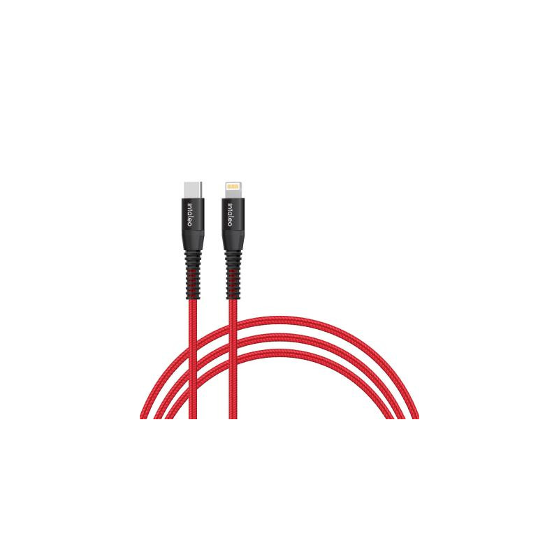 Дата кабель USB-C to Lightning 1.2m 18W red Intaleo (1283126504129)