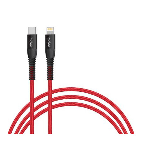 Дата кабель USB-C to Lightning 1.2m 18W red Intaleo (1283126504129)
