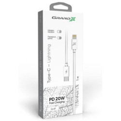 Дата кабель USB-C to Lightning 1.2m white Grand-X (CL-07)