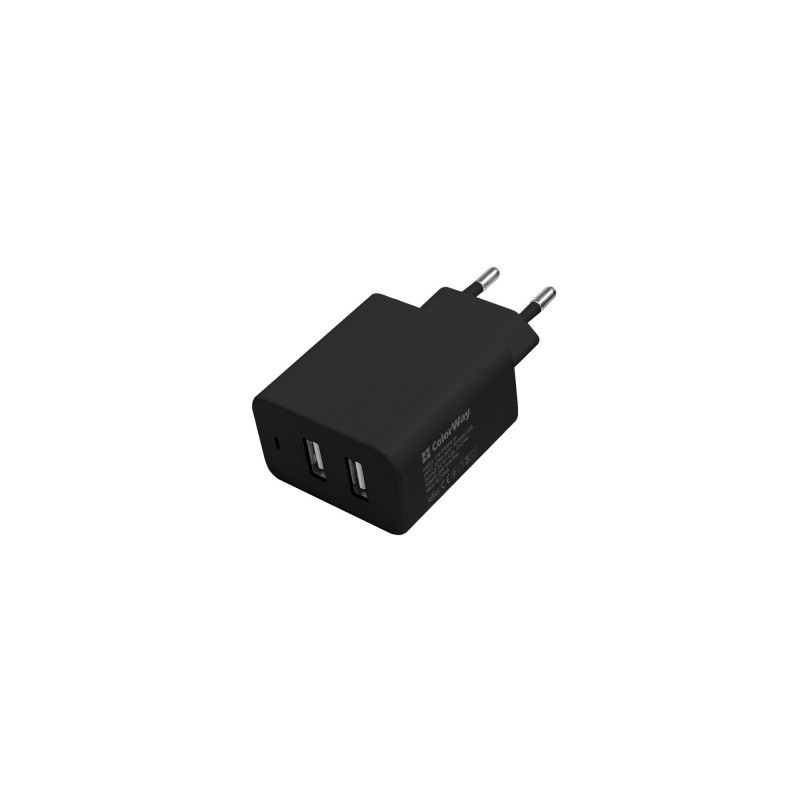 Зарядний пристрій ColorWay 2USB AUTO_ID 4.8A (24W) black (CW-CHS016-BK)