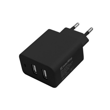 Зарядний пристрій ColorWay 2USB AUTO_ID 4.8A (24W) black (CW-CHS016-BK)