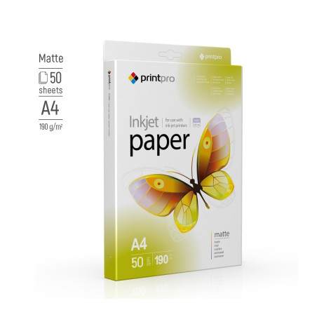 Фотопапір PrintPro A4 Matt 190г, 50ст. (PME190050A4)