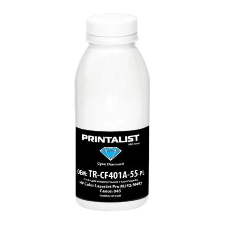 Тонер HP CLJ Pro M252/M452, Canon 045, 50г Cyan Printalist (TR-CF401A-55-PL)