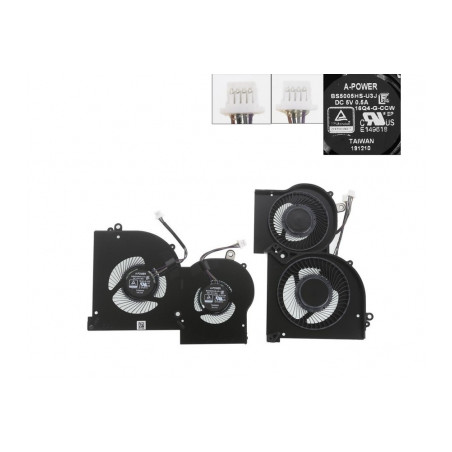 Вентилятор ноутбука MSI GS65/MS-16Q2 (BS5005HS-U3I) DC 5V,4+4pin,GPU (A48493)