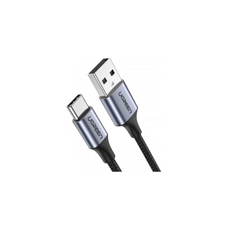 Дата кабель USB 2.0 AM to USB-C 2.0m 90° corner aluminum braid US284 black Ugreen (50942)