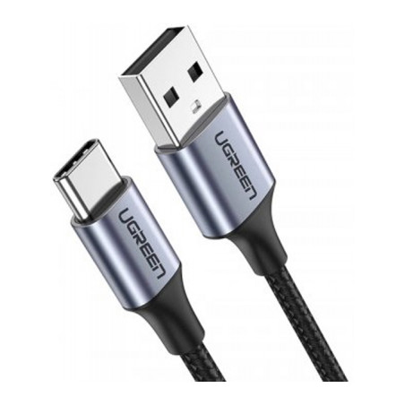 Дата кабель USB 2.0 AM to USB-C 2.0m 90° corner aluminum braid US284 black Ugreen (50942)