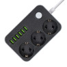 Мережевий фільтр живлення ColorWay CW-CHЕ36B, 3 розетки/6USB Black 1.8M (CW-CHE36B)