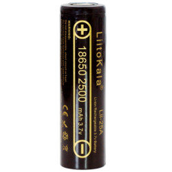 Акумулятор 18650 2500mAh Li-Ion, (2450-2650mah), 3.7V (2.75-4.2V), Blac Liitokala (Lii-25A)