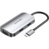 Концентратор Vention USB3.1 Type-C -- HDMI/VGA/USB 3.0/PD 100W Hub 4-in-1 (TOAHB)