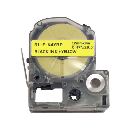 Стрічка для принтера етикеток UKRMARK RL-E-K4YBP-BK/YE, аналог LK4YBP. 12 мм х 9 м (900275)