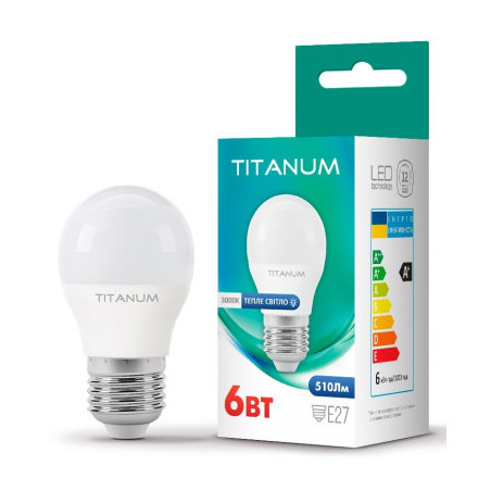 Лампочка TITANUM G45 6W E27 3000K (TLG4506273)