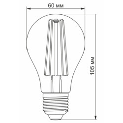 Лампочка Videx Filament A60FF 08W E27 1200K (VL-A60FF-08271)