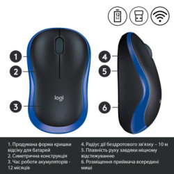 Мишка Logitech M185 blue (910-002236)