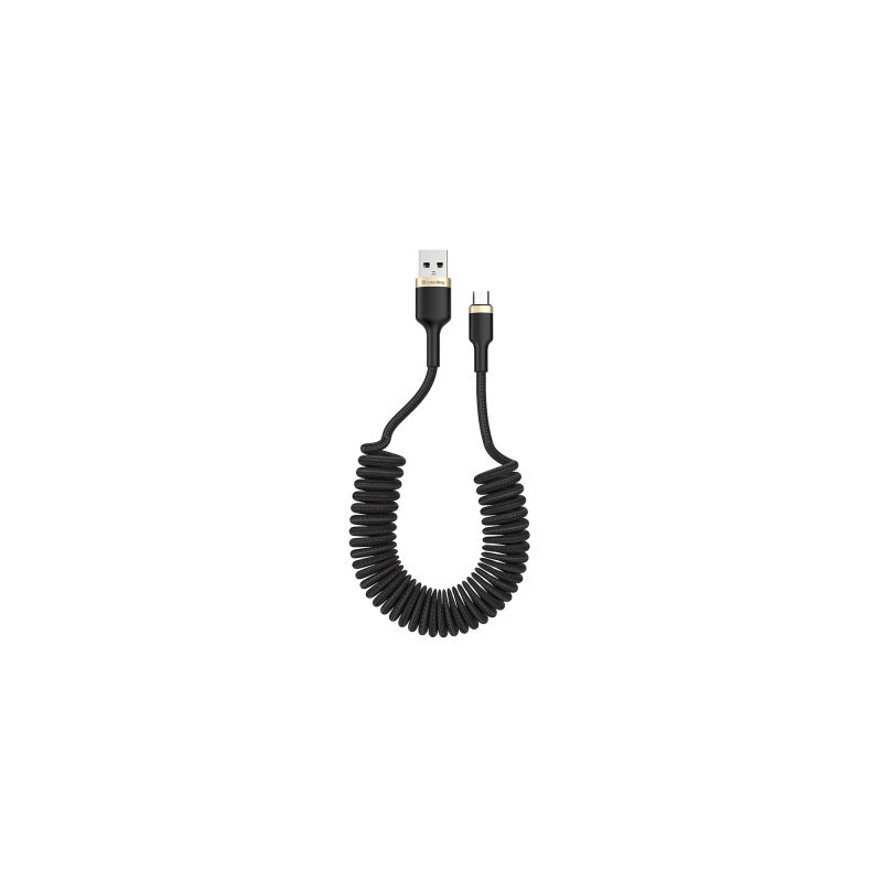 Дата кабель USB 2.0 AM to Micro 5P 1.0m spiral black ColorWay (CW-CBUM051-BK)