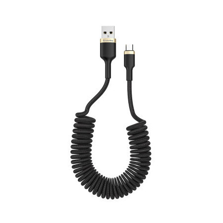 Дата кабель USB 2.0 AM to Micro 5P 1.0m spiral black ColorWay (CW-CBUM051-BK)