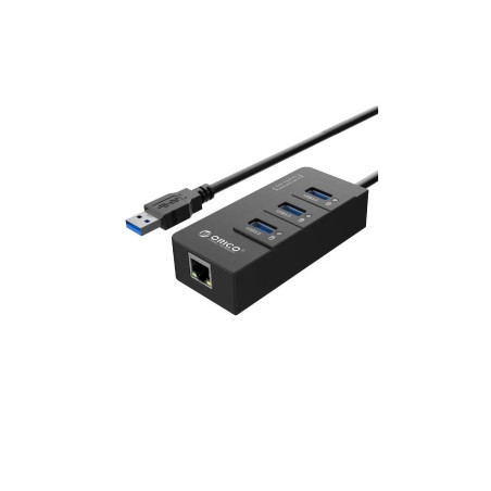 Концентратор Orico USB 3.0 3 port + RJ45 (HR01-U3-V1-BK-BP) (CA912742)