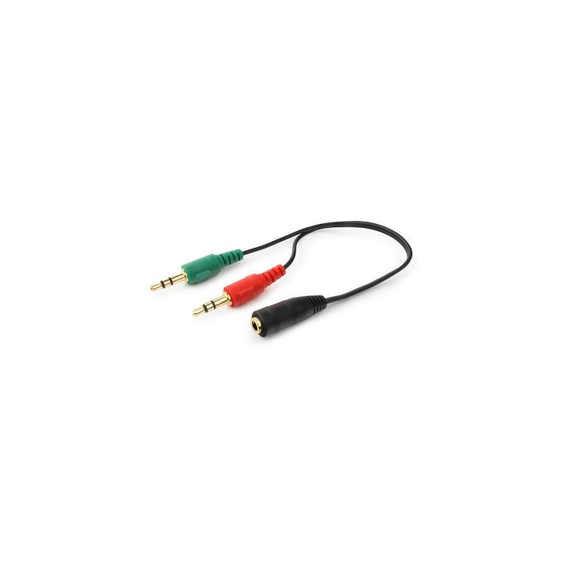 Кабель мультимедійний 3.5mm M to 2x3.5mm M 0.2m (4pin) Cablexpert (CCA-418)