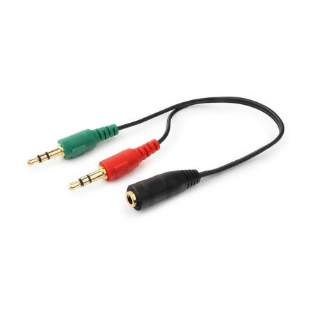 Кабель мультимедійний 3.5mm M to 2x3.5mm M 0.2m (4pin) Cablexpert (CCA-418)
