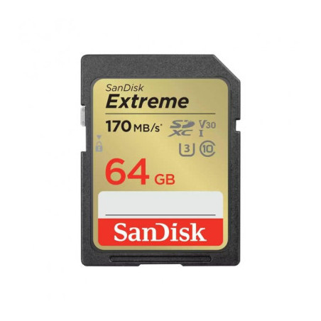 Карта пам'яті SanDisk 64GB SD class 10 UHS-I U3 V30 Extreme (SDSDXV2-064G-GNCIN)