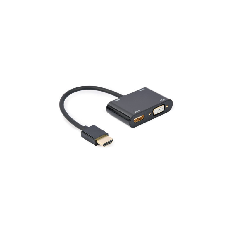 Перехідник Cablexpert HDMI to HDMI/VGA+audio 3.5mm (A-HDMIM-HDMIFVGAF-01)