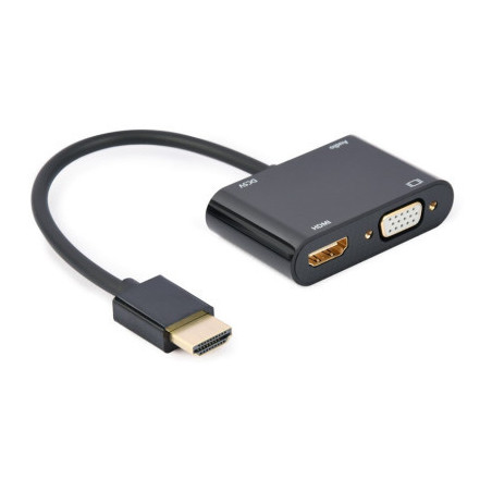 Перехідник Cablexpert HDMI to HDMI/VGA+audio 3.5mm (A-HDMIM-HDMIFVGAF-01)