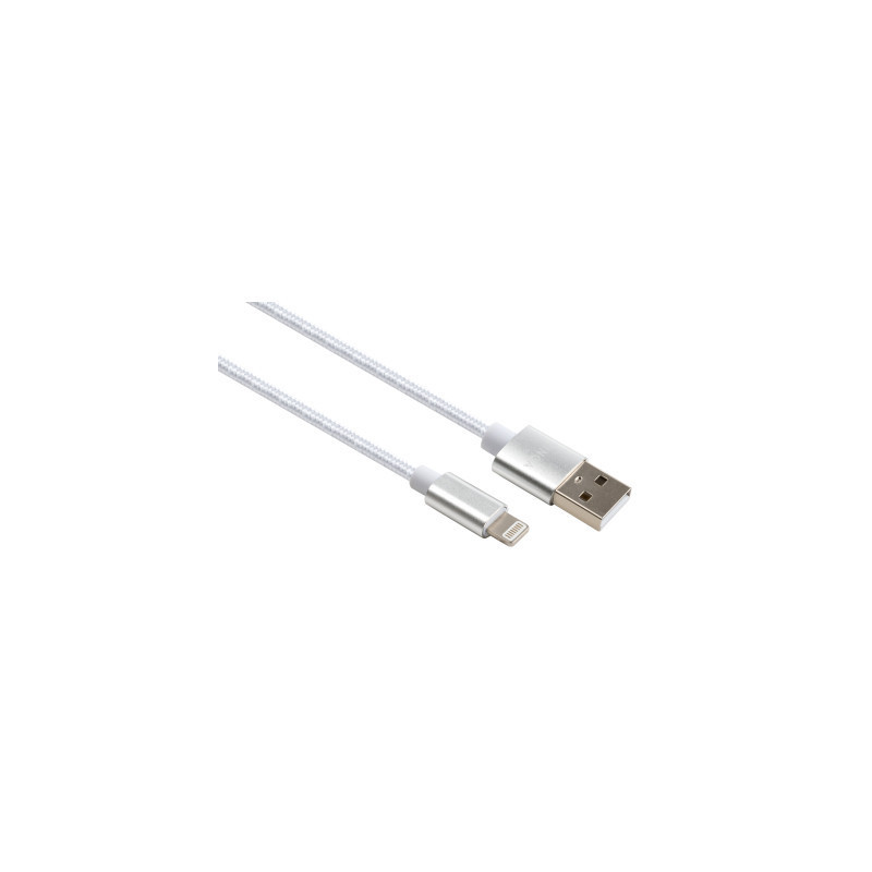 Дата кабель USB 2.0 AM to Lightning 1m nylon silver Vinga (VCPDCLNB1S)