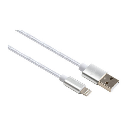 Дата кабель USB 2.0 AM to Lightning 1m nylon silver Vinga (VCPDCLNB1S)