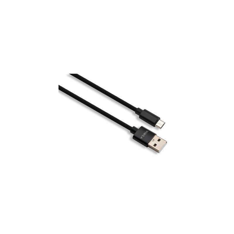 Дата кабель USB 2.0 AM to Micro 5P 1m nylon black Vinga (VCPDCMNB1BK)