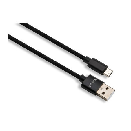 Дата кабель USB 2.0 AM to Micro 5P 1m nylon black Vinga (VCPDCMNB1BK)