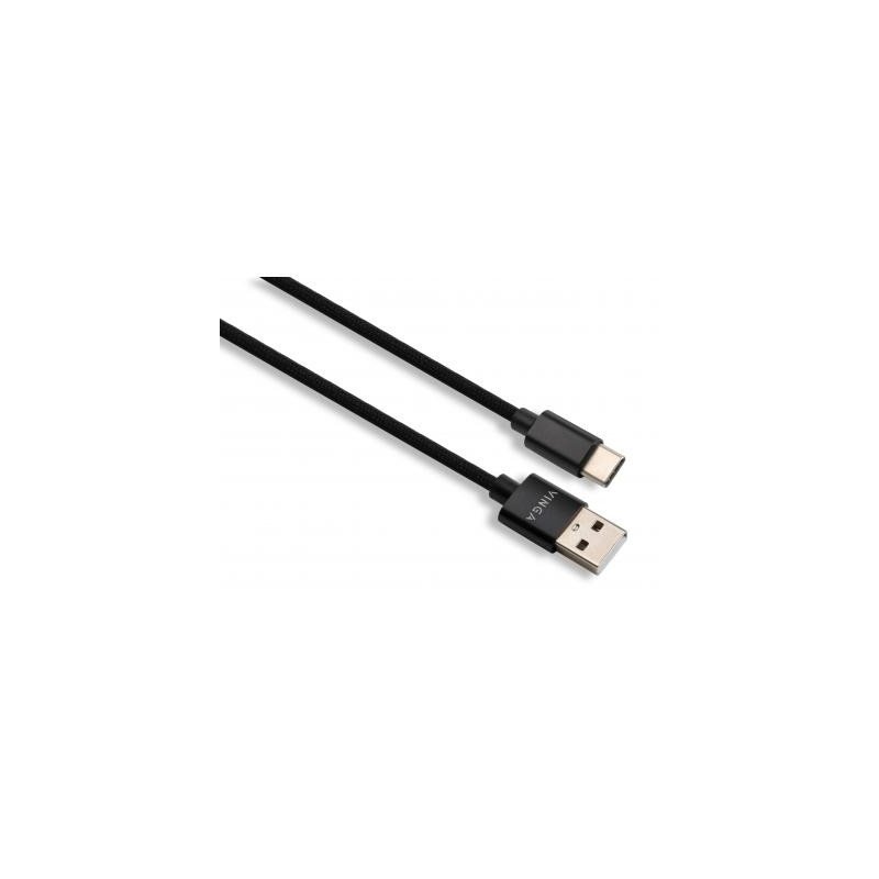 Дата кабель USB 2.0 AM to USB-C 1.0m nylon black Vinga (VCPDCTCNB1BK)