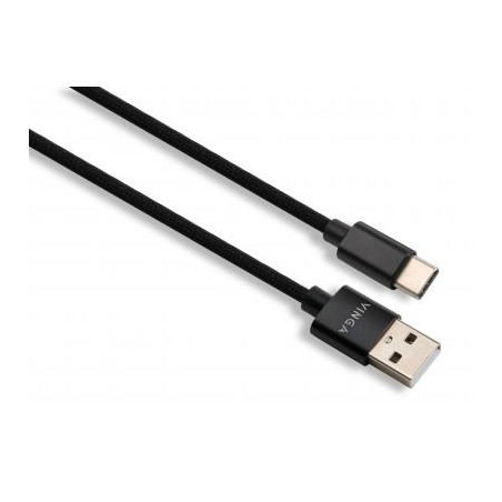 Дата кабель USB 2.0 AM to USB-C 1.0m nylon black Vinga (VCPDCTCNB1BK)