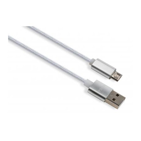 Дата кабель USB 2.0 AM to Micro 5P 1m LED silver Vinga (VCPDCMLED1S)