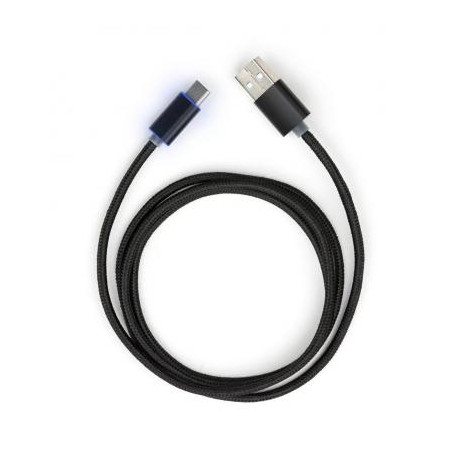 Дата кабель USB 2.0 AM to USB-C 1.0m LED black Vinga (VCPDCTCLED1BK)