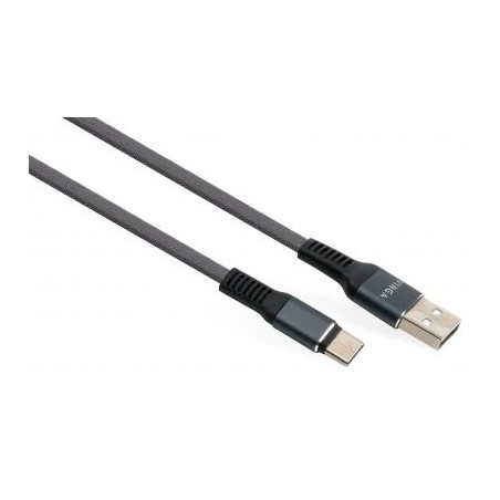 Дата кабель USB 2.0 AM to USB-C 1.0m flat nylon gray Vinga (VCPDCTCFNB1GR)