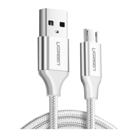 Дата кабель USB 2.0 AM to Micro 5P 2.0m US290 3A 18W Nickel Plating White Ugreen (60153)