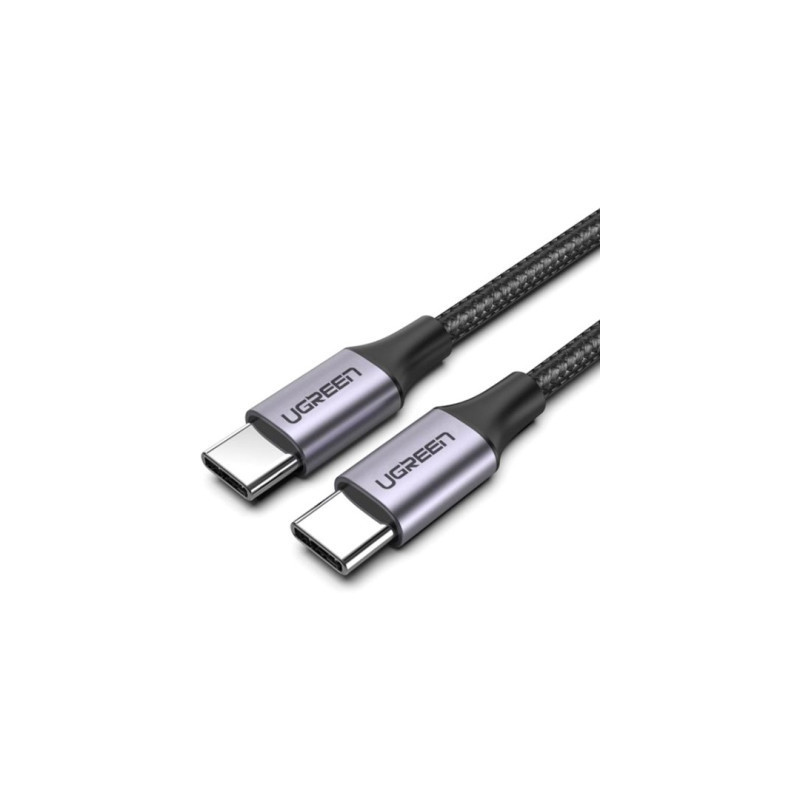 Дата кабель USB-C to USB-C 2.0m US261 18W Round Cable Nickel Plating Aluminum Shell Black Ugreen (50152)