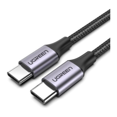 Дата кабель USB-C to USB-C 2.0m US261 18W Round Cable Nickel Plating Aluminum Shell Black Ugreen (50152)