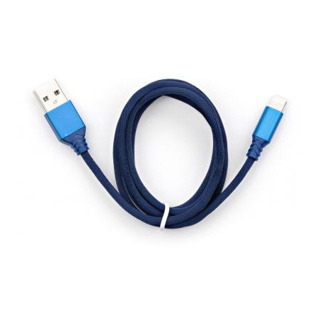 Дата кабель USB 2.0 AM to Lightning nylon 1m blue Vinga (VCPDCLNB21B)