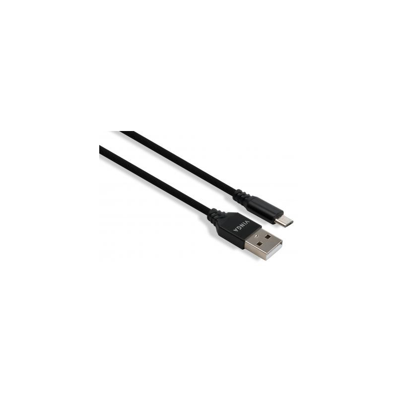 Дата кабель USB 2.0 AM to Micro 5P nylon 1m black Vinga (VCPDCMBN21BK)