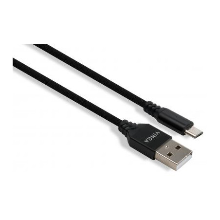 Дата кабель USB 2.0 AM to Micro 5P nylon 1m black Vinga (VCPDCMBN21BK)