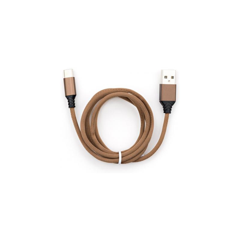 Дата кабель USB 2.0 AM to USB-C 1.0m nylon brown Vinga (VCPDCTCNB21BR)