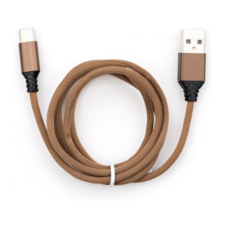 Дата кабель USB 2.0 AM to USB-C 1.0m nylon brown Vinga (VCPDCTCNB21BR)