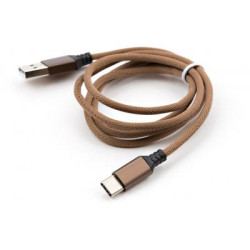 Дата кабель USB 2.0 AM to USB-C 1.0m nylon brown Vinga (VCPDCTCNB21BR)