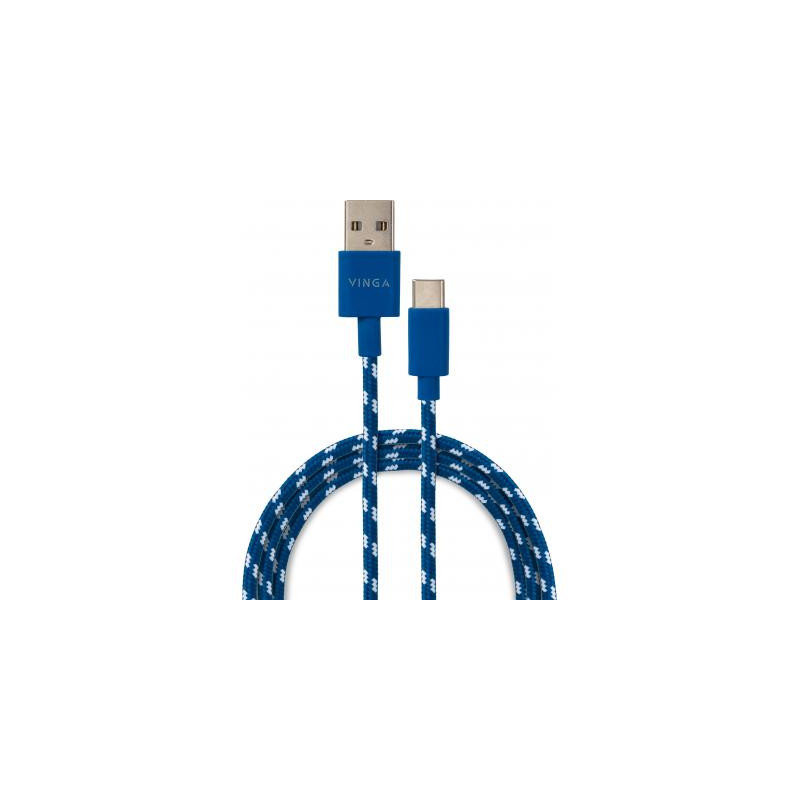 Дата кабель USB 2.0 AM to USB-C 1.0m 2color nylon blue Vinga (VCPDCTCNB31B)