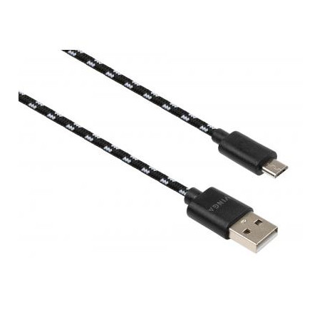 Дата кабель USB 2.0 AM to Micro 5P 2color nylon 1m black Vinga (VCPDCMBN31BK)