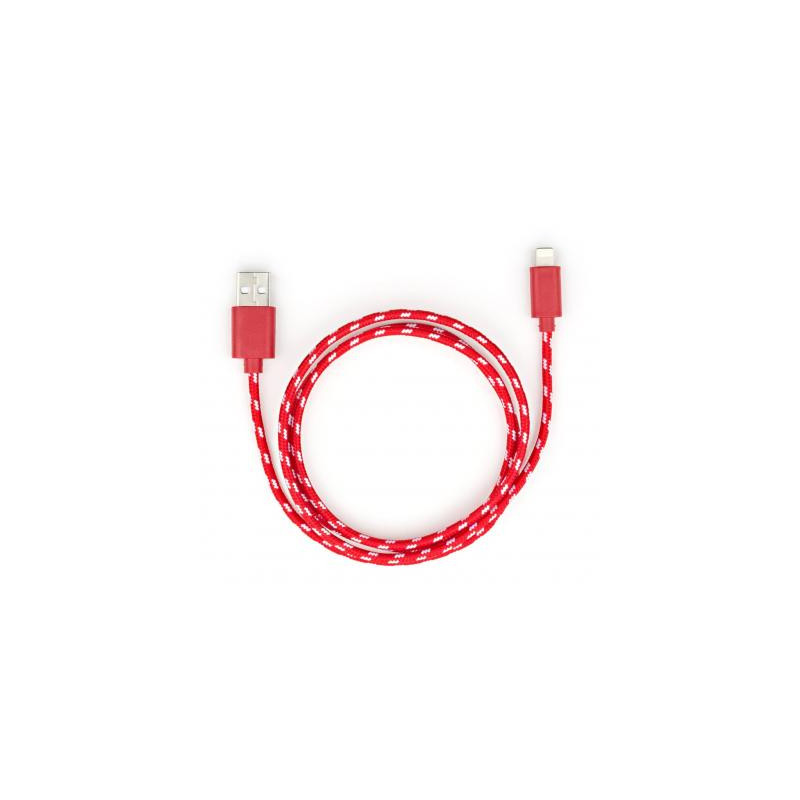 Дата кабель USB 2.0 AM to Lightning 2color nylon 1m red Vinga (VCPDCLNB31R)