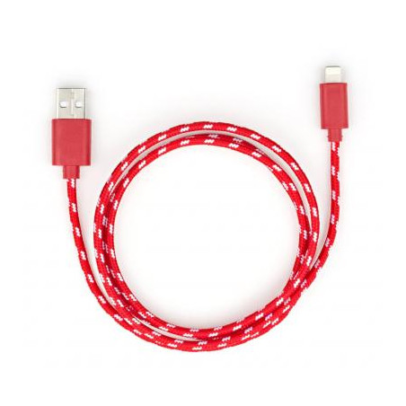 Дата кабель USB 2.0 AM to Lightning 2color nylon 1m red Vinga (VCPDCLNB31R)